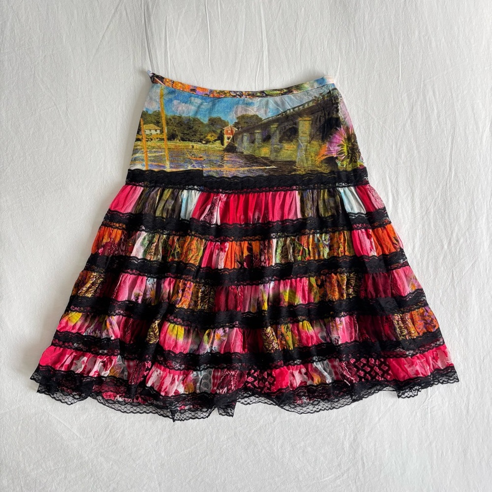 Western saloon mesh tiered skirt